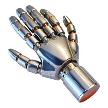 serene rustic Artificial Limb Robotic Hand Chrome Finish Transparent Background authentic png