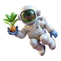 dramatic abstract Astronaut Floating in Zero Gravity with Plant Cutout high quality png