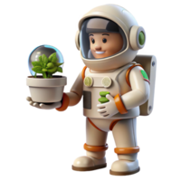 magnificent artistic Astronaut Inspecting Hydroponic System Front View Isolated professional png