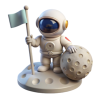 dramatic abstract Astronaut Planting Flag on Moon Isolated professional png