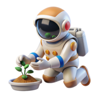 extraordinary abstract Astronaut Planting Seeds in Zero Gravity Isolated premium png