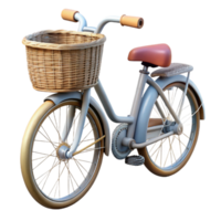 impressive modern Bicycle with Wicker Basket Front View Transparent 4K png