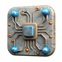 elegant modern Bio Cybernetic Circuit Board Top View Cutout detailed png