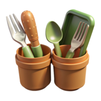 impressive rustic Biodegradable Cutlery Set Isolated high resolution png