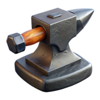 impressive creative Blacksmith Hammer on Anvil Isolated Transparent Background high quality png