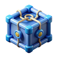 elegant classic Blockchain Technology Cube Cutout with Blue Links exclusive png