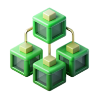 extraordinary traditional Blockchain Technology Graphic with Green Blocks Transparent Background 4K png