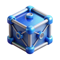 vibrant rustic Blockchain Technology Cube Cutout with Blue Links authentic png