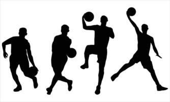 Basketball players icons silhouettes vector