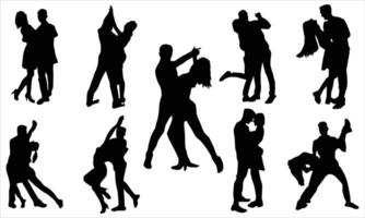 Dancing couple silhouettes set on a white background vector