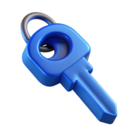 vibrant modern Blue 3d Printed Key Chain Isolated Element authentic png