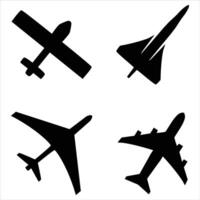 Airplane icons silhouettes on white background vector