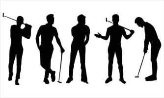 Golfer silhouettes on a white background vector