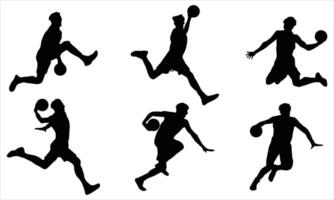 Basketball player silhouettes set on a white background vector