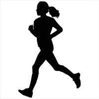 Silhouette of a running woman vector