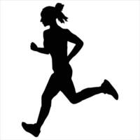 Silhouettes of athletic looking female runners running on a white background vector