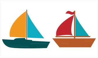 SET OF SAILBOAT OVER WHITE BACKGROUND vector