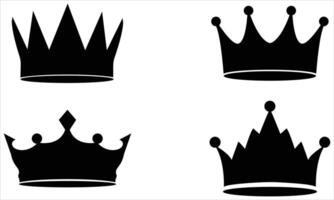Set of black crown icons on a white background vector