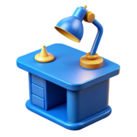 magnificent modern Blue Office Desk with Lamp Isolated Element high resolution png
