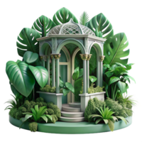 extraordinary abstract Botanical Architecture Cutout with Lush Green Foliage authentic png