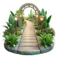 magnificent abstract Botanical Garden Pathway Cutout Transparent Background Bright Sunlight authentic png