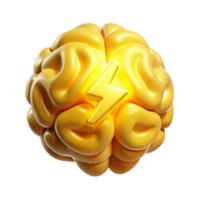 stunning artistic Brain Energy Symbol Cutout with Bright Yellow Glow premium png