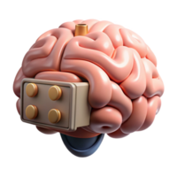 elegant vintage Brain Interface Diagram Front View Isolated Element authentic png