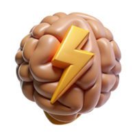 magnificent artistic Brain Power Icon Cutout with Lightning Bolt Symbol high quality png