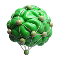vibrant minimalist Brain Network Upload Green Nodes Isolated high resolution png
