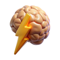 impressive vintage Brain Power Visual Lightning Bolt Isolated detailed png