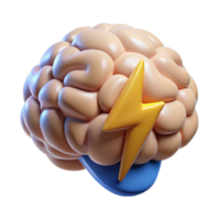 extraordinary abstract Brain Power Icon Cutout with Lightning Bolt Symbol genuine png