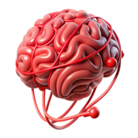vibrant abstract Brain Scan Data Flow Red Lines Isolated 4K png