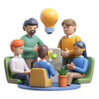 elegant artistic Brainstorming Session Illustration Isolated with Diverse Group of People high resolution png