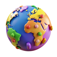 vibrant artistic Brightly Colored World Map with Language Families Cutout premium png