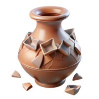 impressive vintage Broken Vase Cutout with Ceramic Shards 4K png