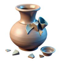 magnificent artistic Broken Vase Cutout with Ceramic Shards 4K png