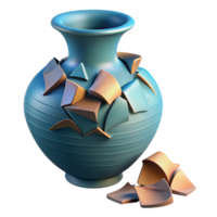 serene classic Broken Vase Cutout with Ceramic Shards authentic png
