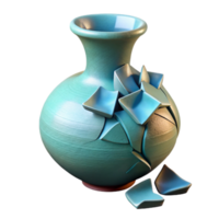 beautiful creative Broken Vase Cutout with Ceramic Shards high quality png