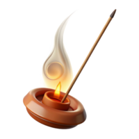 dramatic rustic Burning Incense Stick Marking Time Transparent Background high resolution png