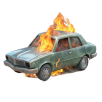 stunning abstract Burning Car Wreckage Side View Transparent 4K png