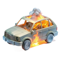 elegant contemporary Burning Car Wreckage Side View Transparent high resolution png