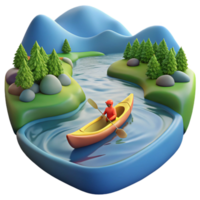 beautiful traditional Calm River with Kayaker in Distance Cutout authentic png