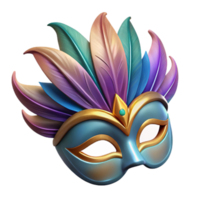vibrant traditional Carnival Mask with Feathers Cutout on Transparent Background professional png
