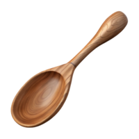serene abstract Carved Wooden Spoon with Long Handle Isolated on Transparent Background genuine png