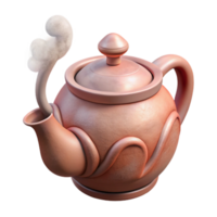 elegant minimalist Ceramic Teapot with Steam Side View Transparent Background original png
