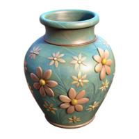 vibrant modern Ceramic Vase Floral Pattern Isolated Element high resolution png