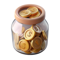 beautiful abstract Charity Donation Jar Filled with Coins Isolated genuine png