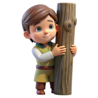 impressive traditional Child Hugging Tree Trunk Isolated Heartwarming Scene 4K png