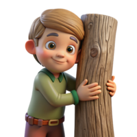 beautiful classic Child Hugging Tree Trunk Isolated Heartwarming Scene authentic png