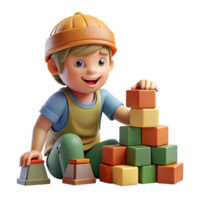 beautiful minimalist Child Playing with Building Blocks Cutout authentic png